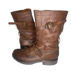 Steve Madden Bandit Brown Leather Grunge Steampunk Boot Size 9